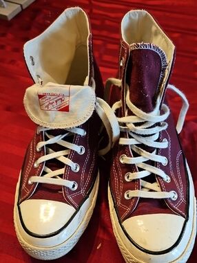 Converse Men's High-Top Sneakers in Burgundy with White Trim